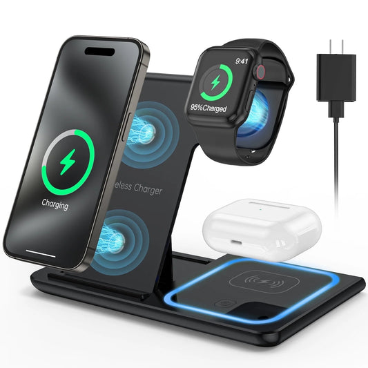 3-in-1 Wireless Charging Station for iPhone, Apple Watch, and AirPods