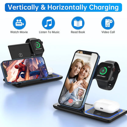 3-in-1 Wireless Charging Station for iPhone, Apple Watch, and AirPods