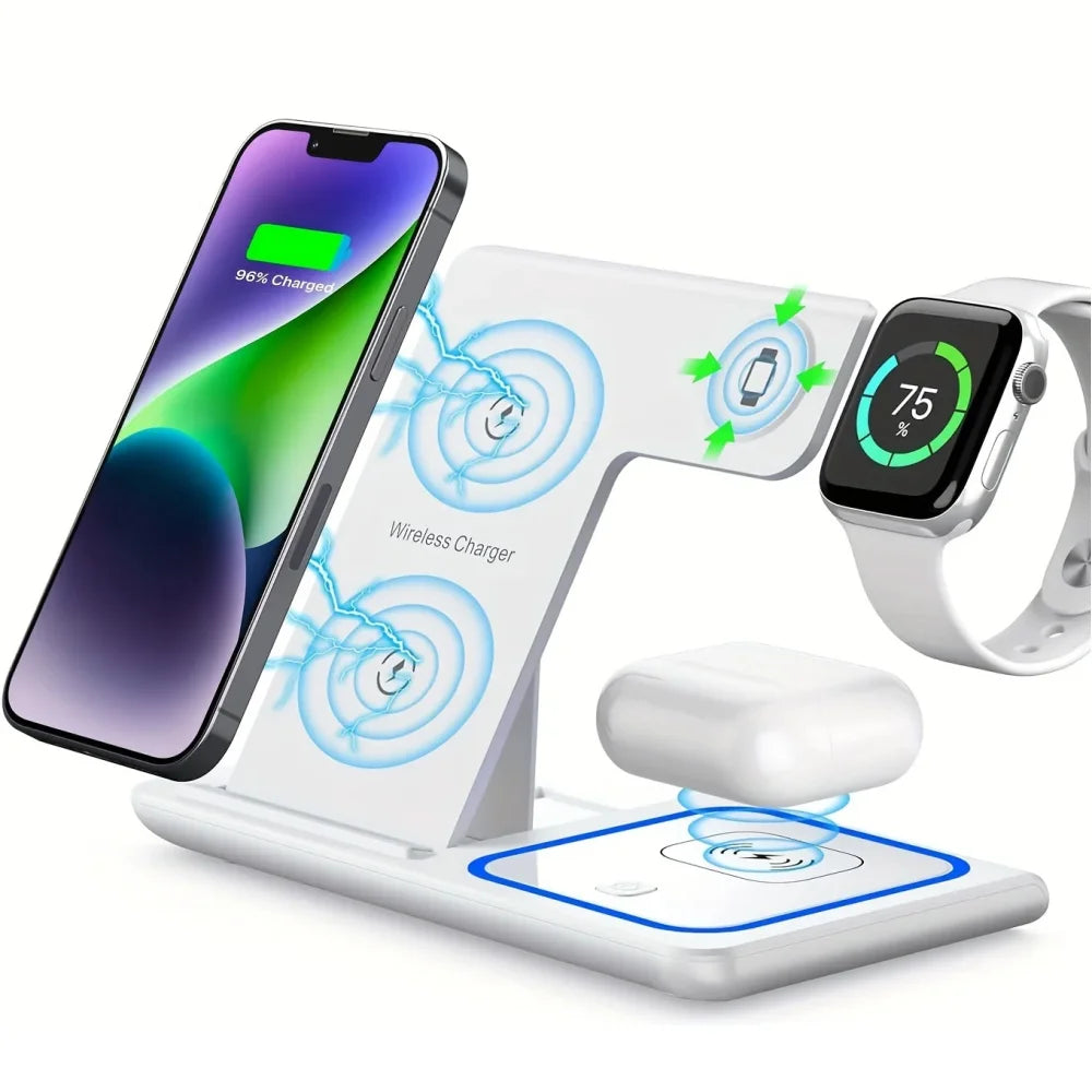 3-in-1 Wireless Charging Station for iPhone, Apple Watch, and AirPods